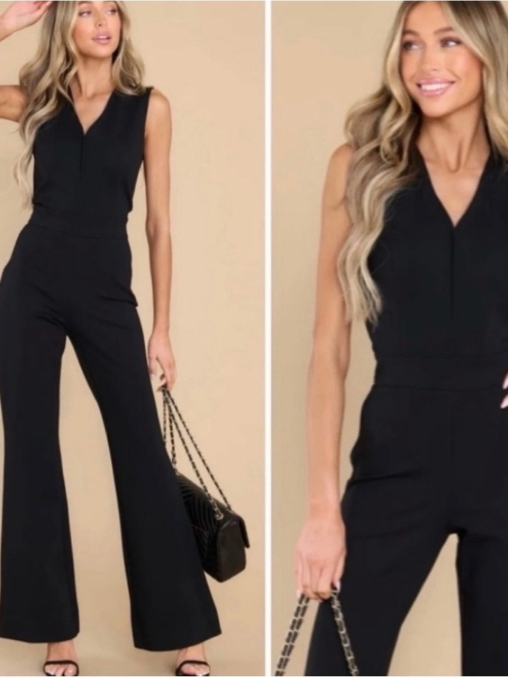SPANX NWT The Perfect Sleeveless Classic Black VNeck Luxury Jumpsuit